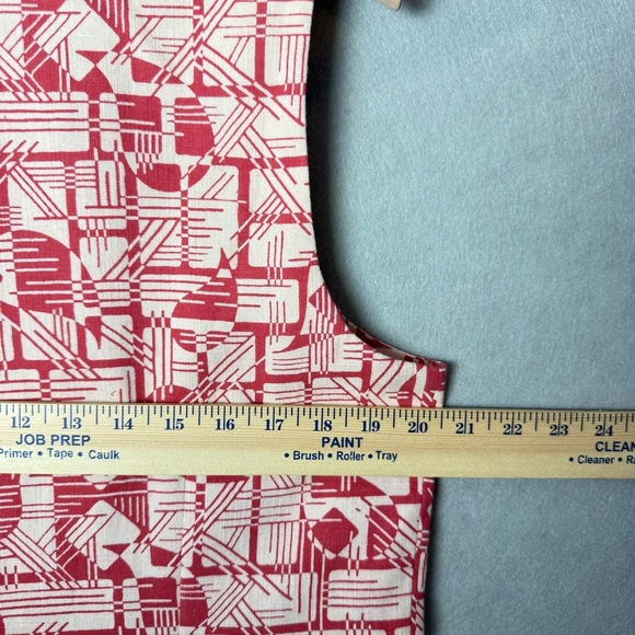 Fabindia Abstract Print Cotton Waistcoat Nehru Button Up Vest Salmon Pink Cream - Picture 3 of 12